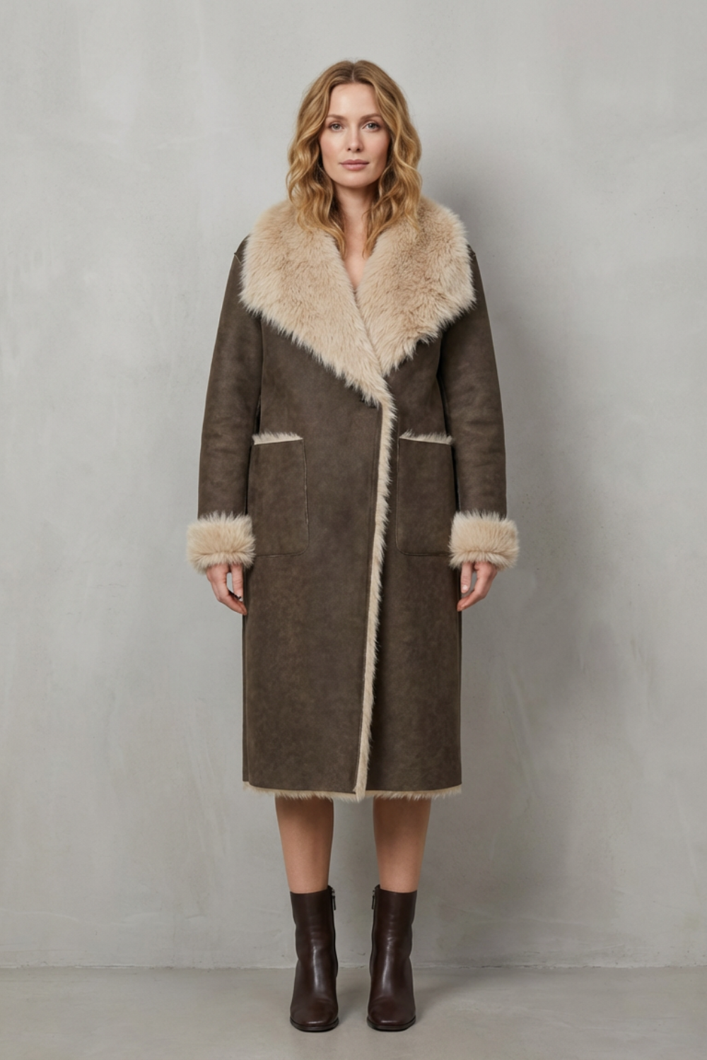 Virellia – Reversible texture – Faux shearling coat