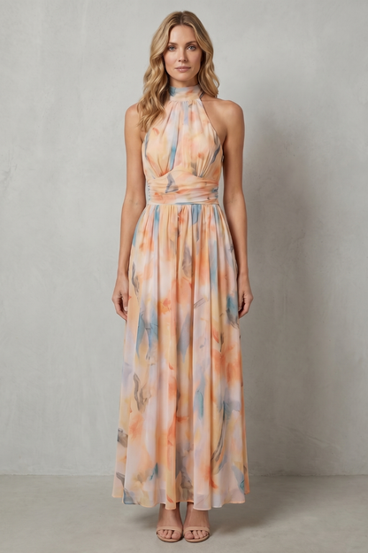 Vivienne – Watercolour halter grace – Maxi dress